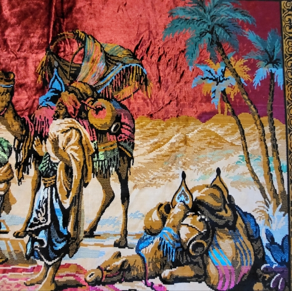 Vintage Velvet Rug w/Three Wise Men and Camel Caravan - Picture 8 of 8